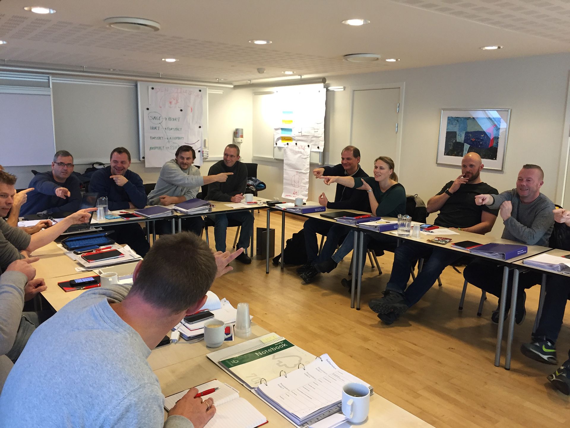 Proceslederne i gruppeøvelser på Proceslederuddannelsen